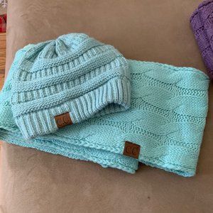 CC Brand Turquoise Hat & Infinity Scarf